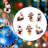 6x Christmas Wooden Clips Card Pegs Small Clothespins Photo for Hanging black