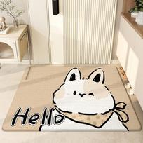 Cartoon Rabbit Home Entrance Anti-slip Floor Mat Kennel Velvet Entrance Door Dust Removal Carpet Foot Mat Soft 50*80cm beige