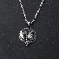Sterlingo sidabro vikingų karoliai – Odino varno ir kirvio amuletas su skandinaviškomis runomis oksiduotu pakabuku vyrams/moterims Kalėdų papuošalai Single Pendant black