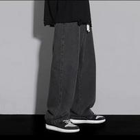 Spring Autumn Men's Sweatpants Washed Cotton Wide Leg Straight Track Pants  Distressed Casual Loose Trousers XXXXXL juoda