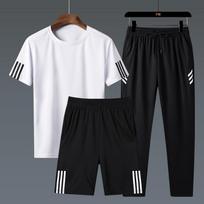 Trijų dalių sportinis kostiumas vyrams Summer New Trend sportiniai šortai L balta
