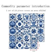 24pcs/Set Tile Wall Sticker Home Decoration Retro Pattern Glossy Self-adhesive Tile Stickers for Kitchen Bathroom Art Decal