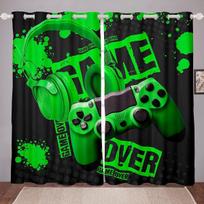 Modern Play Game Controller Gamepad Boy Cool Window Curtains Drapes for Kids Bedroom Living Room Kitchen Door Home Decor 2Pieces W50 X H130(CM)X2&Hook