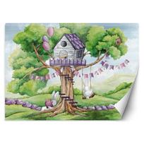 Wallpaper White rabbits hut on a tree 100x70 mėlyna
