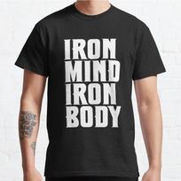 Summer Men Fashion Casual Short Sleeves Iron Mind Iron Body Black Tees Oversized T-shirts S mėlyna