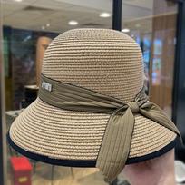 Šiaudinė kibirėlio skrybėlė su kaspinu, elegantiška vienspalvė skrybėlė nuo saulės, madinga sulankstoma kelioninė paplūdimio skrybėlė moterims, kasdieniam naudojimui, vasarai, lauke one size chaki