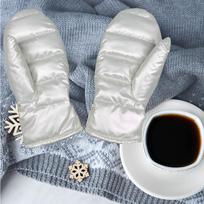 Winter Mittens for Women Quilted Nonslip Soft Snowboarding Running White