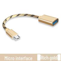 OTG duomenų kabelis Huawei P40, Enjoy 50/20e, Honor, Vivo - Prijunkite USB atmintuką dainoms atsisiųsti Android Micro interface single port auksas