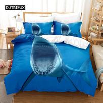 Shark Duvet Cover Set Microfiber Hawaiian Beach Theme Bedding Set Underwater Ocean Sea Themed Double Queen King Size Quilt Cover EU single(135x200cm) blue