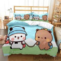 3D Print Bubu Dudu Cartoon Bear Panda Bedding Set Boys Girls Twin Queen King Size Duvet Cover Pillowcase Bed boys Adult EU Single135x200cm