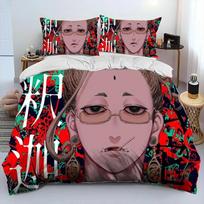 Anime,Record of Ragnarok,Cartoon Comforter Bedding Set,Duvet Cover Bed Set Quilt Cover Pillowcase,king Queen Size Bedding Set A 70x133cm 2pcs gray