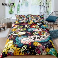 Home Living Luxury 3D Space Bedding Set Duvet Cover Pillowcase Kids Bedding Set Queen and King EU/US/AU/UK Size EU single(135x200cm) gray