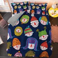 Cartoon Duvet Cover Set King Size Microfiber Cute Color Avatar Print Bedding Set For Kids Teens Soft Kawaii Style Quilt Cover EU Single 135x200cm gray