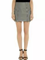 Gray Skirt Leather Stylish Women's High Waist Pencil Mini Soft Lambskin S pilka spalva
