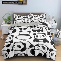 Animacinis mielas panda patalynės komplektas Balti patalynės užvalkalai 3D spausdinimas Dovana vaikams mergaitėms 2/3 vnt. Viengulio, dvigulio, karalienės, karaliaus dydžio antklodės užvalkalų komplektas EU single(135x200cm)