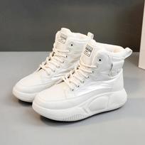 Womens Snow Boots Sports Tennis Sneakers Shoes For Women With Laces High Platform White Lace-up Korean Style Quality Protective 40 black