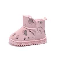 Botas Para Niña Child Snow Boots Winter New Cartoon Girl Cotton Shoe Plush Boy Ankle Boots Cute Kid Shoe Warm Padded Boot Botas 21-insole13CM rožinė