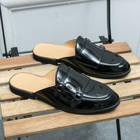 Mens Loafers Designer Luxury Brand Casual Shoes Patent Leather Half Shoes For Men Closed Toe Mules Slides Sandals Flats Slippers 38