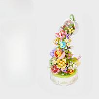 Gėlių grožio arbatos kalba lengva muzikinė dėžutė suderinama konstravimo kaladėlių žaislas mergaitės dovana 25*12*11.5cm