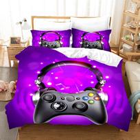 Fashion Gamepad Bedding Set Kids Game Comforter Quilt Adult Gift Bed Linen Bedroom Duvet Covers Single Queen King Size EU single(135x200cm) black