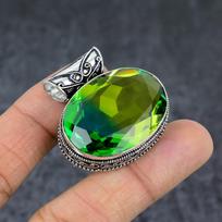 Peridot Ethnic 925 Sterling Silver Jewelry Pendant 1.50  C5w94 green