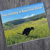 2024 Wall Calendar-Dog Pooping Calendar, Monthly Calendar Planner,Thick & Sturdy Paper,Funny Dog Calendar Gag Gifts For Family beige