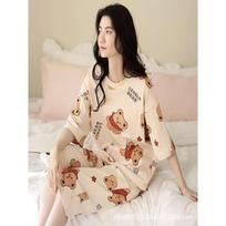 Pajamas Women's Summer Seven Pants Cute Star Bear Short-Sleeved Loose Large Size Ladies Home Clothing Can Be Worn Externally L