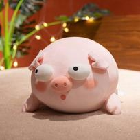 Kawaii Squishy Pig Stuffed Doll Lying Plush Big Eyes Piggy Toy Animal Soft Plushie Pillow for Kids Baby Comforting Birthday Gift 40cm rožinė