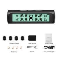 Intelligent Solar TPMS Car Tire Pressure Alarm Digital Display 4 External Sensors Waterproof Tire Pressure Temperature Warning Portable