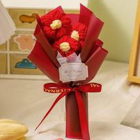 Knitted Multiple Colors Handmade Yarn Photography Props Simulation Flower Ornament Bow Ribbon Creative Gift Accessories red