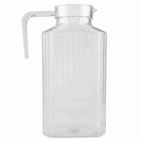 1800ml Acrylic Transparent Juice Bottle Striped Water Ice Cold Juice Jug with Lid for Bar Home white