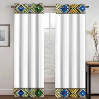 European Ethiopian Traditional Design Semi Blackout Curtains 2 Panels Bohemian Style Living Room Bedroom Home Decor Curtains 2x50Wx50H(CM)&Hook