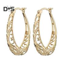 1 Pair Women Hoop Earrings U-shape Hollow Out Floral American Exaggerated Style Hanging Earrings Prom Party Dangling Earrings auksinė