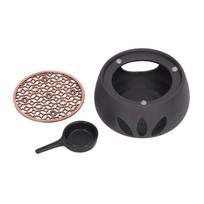 Teapot Warmer Base Ceramic Candle Heater Tea Coffee Milk Light Warmer with Purple Iron Pad for Home C Pad black