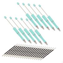 10 Pieces Ballpoint Pen Bulk Portable Assorted Bead for Exam Office Gift blue