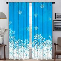 Blackout Kitchen Curtains for Living Room Curtain for Room 2 Panel Snowflake Home Interior Curtains Shades Halloween Decoration W50xH70cmx2pcs-CL