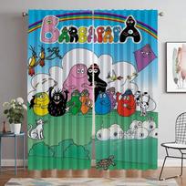 Anti-mosquito Curtains for Camera Les Barbapapa Home Interior Curtains 2 Pieces Living Room Curtain Partition Tulle for Bedroom W50xH70cmx2pcs-CL