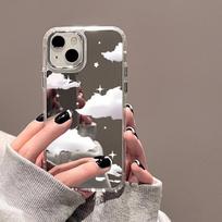 Mobiliųjų telefonų dėklai iPhone 11 13 XR 15 Pro Max 12 14 Pro Max Case iPhone 16 XS Max veidrodinis apsauginis dėklas Veidrodis išskirtinis animacinis filmas, atsparus vandeniui iPhone 11 Pro Max sidabras
