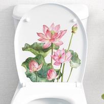 Šviežias žalias lapas lotoso dekoratyvinis sienos ir tualeto dangčio lipdukas 29*29cm, Bagless beige