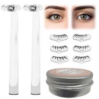 Instant Shaping Eyelash  2 Pieces Long Stick 3 Pairs Of Fake Eyelash Templates With Ink Pad Create Different Eyelash Styles 10ml One Size smėlis
