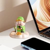 Chinese Deity Figurine Phone Holder Resin Craft Decorative Item for Desktop Car Bedroom žalia