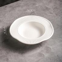 Irregular Ceramic Deep Plate Relief Texture Salad Plate Thick Soup Plate Sashimi Dessert Plates Restaurant Specialty Tableware white