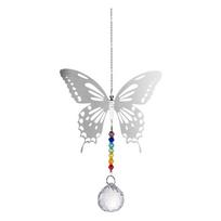 Angle Suncatcher Crystal Ball Prisms Hanging Pendant Window Home Decor 60mm butterfly+30mm ball gray
