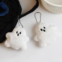 White Ghost raktų pakabukai Maži vaiduokliai Juokingi mokyklinio krepšio pakabukas Mielas pliušinis kabantis Kūrybiška lėlė pora raktų pakabukas vaikams Dovana balta