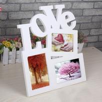Saldus medinis tuščiaviduris meilės nuotraukų rėmelis namų dekoras Menas pasidaryk pats dovana Nauja Wooden One Size gray