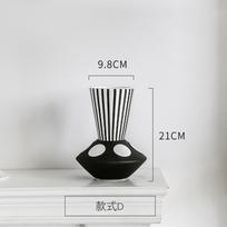 Skandinaviška kūrybinė juoda ir balta keraminė vaza, abstraktaus stiliaus gėlių kompozicija, gėlė, retro klasikinė namų amatininkų ornamentas