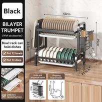 Dish Drying Rack 3-Tier Compact Kitchen Dish Rack Drainboard Set Large Rust-Proof Dish Drainer with Utensil Holder Kitchen Racks gray