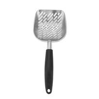 Cat Litter Shovel Aluminium Alloy Twill Pets Litter Sand Shovel with Handle for Cat Litter Box gray