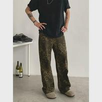 INKNOTS Unisex Vintage Leopard Print Loose Straight Jeans 2XL