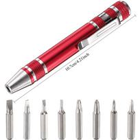 8 in 1 Pen Screwdriver Gifts Multitool Handy Tool Magnetic Pocket Screwdriver Precision Function for Mini Gadgets raudona